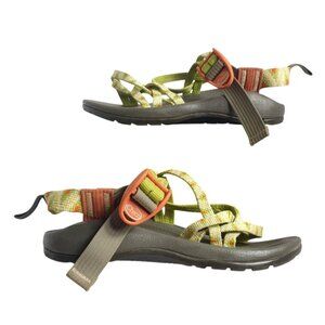 Chaco Girls ZX/2 Sandals Sz 1 Classic Junior Strappy Green Orange Outdoor Vacay